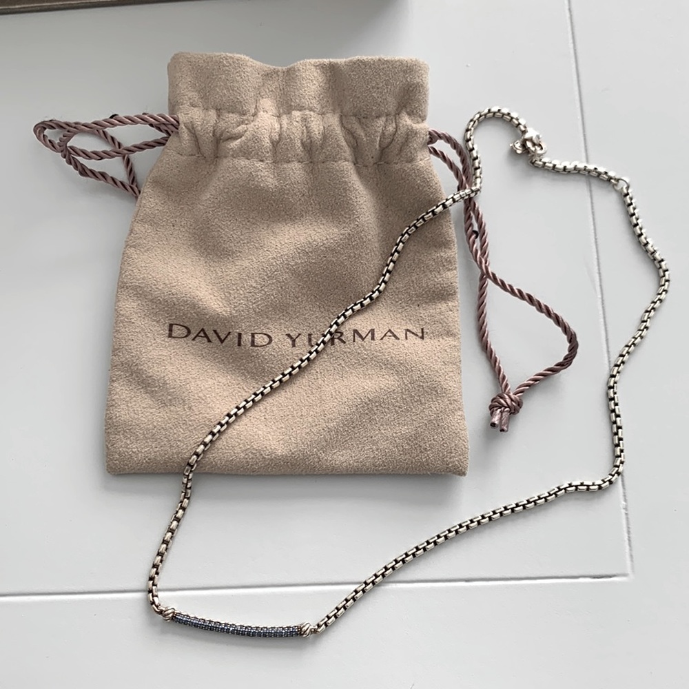 David Yurman Blue Sapphire Sterling Silver Bar Necklace